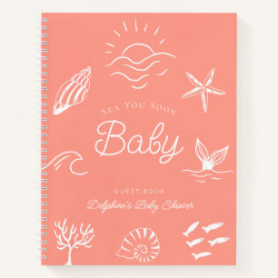 Sea You Soon Baby Shower Rosa Gästebuch Notizbuch