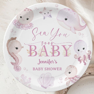 Sea You Soon Baby Shower Rosa Ozean Papier Pappteller