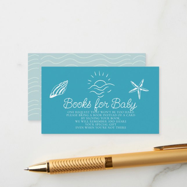 Sea You Soon Blue Baby Shower Book Request Begleitkarte (Vorderseite/Rückseite Beispiel)