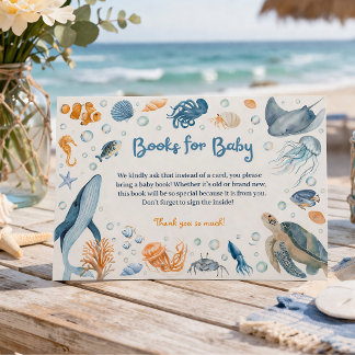 Sea You Soon Coastal Baby Shower Book Request Begleitkarte