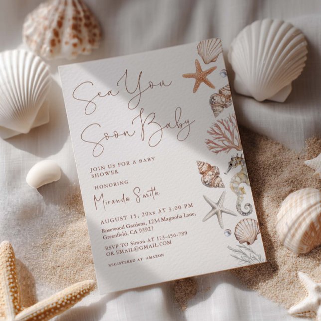 Sea You Soon Coastal Baby Shower Einladung (Von Creator hochgeladen)