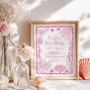 Sea You Soon Girl  Baby Shower  Poster