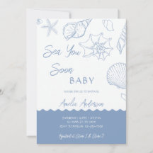 Sea You Soon Küstenmuscheln Blaue Babyparty