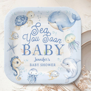 Sea You Soon Ozean-Baby-Party Junge Blau  Pappteller