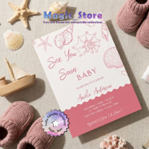 Sea You Soon Pink Muscheln Küsten-Baby-Party