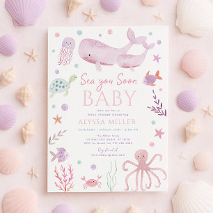 Sea You Soon Pink Unter dem Meer Baby Shower Einladung