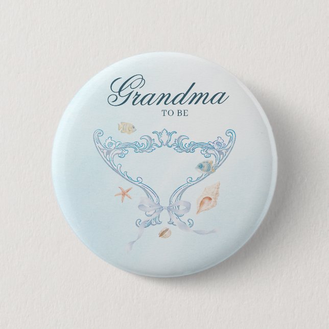 Sea You Soon Rococo Oma wird Baby Shower  Button (Vorderseite)