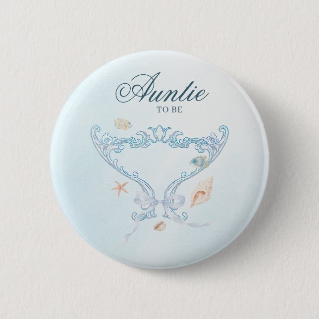 Sea You Soon Rococo Tante wird Babyparty  Button (Vorderseite)