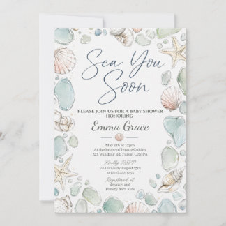 Sea You Soon SeaGlass Baby Shower Einladung