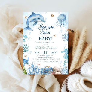 Sea You Soon Seashell-Baby-Party Einladung