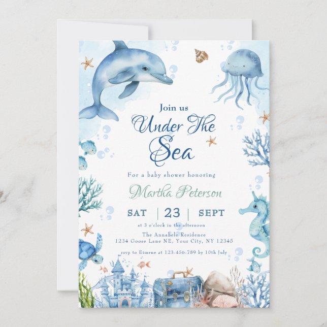 Sea You Soon Seashell Baby Shower Einladung (Vorderseite)