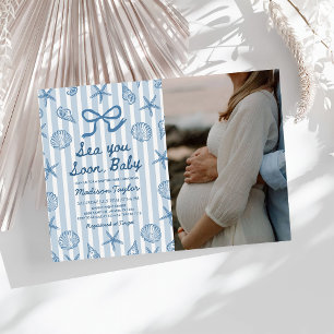 Sea You Soon Seashell-Küstenelemente-Baby Shower-F Einladung