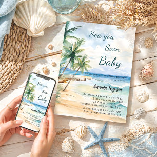 Sea you Soon tropische Küsten-Baby-Party Einladung