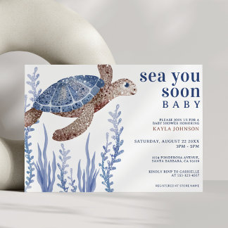 Sea You Soon Wasserfarbe Unter dem Meer Baby Showe Einladung