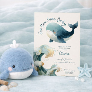 Sea You Soon Whale Ozean Elfenbein Baby Shower Einladung