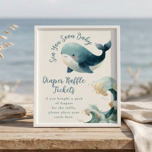 Sea You Soon Windel-Raffle Baby Shower-Schild elfe Poster