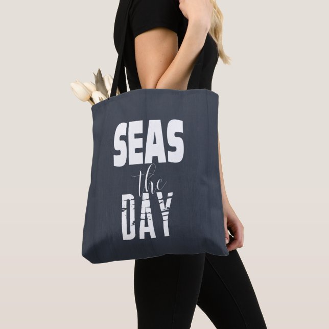 Sea Zitat "Seas The Day" Fett Typ Totbeutel Tasche (Von Nahem)