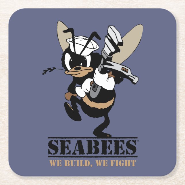 Seabees, die wir uns errichten, kämpfen rechteckiger pappuntersetzer (Vorderseite)