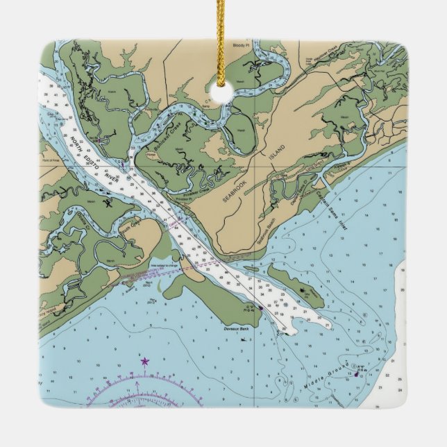Seabrook Island, South Carolina Chart Keramikornament (Rückseite)