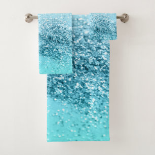 Seafoam Aqua Ocean MERMAID Girls Glitzer #3 Badhandtuch Set