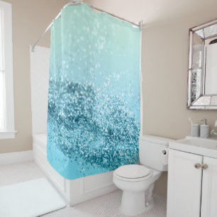 Seafoam Aqua Ocean MERMAID Girls Glitzer #3 Duschvorhang