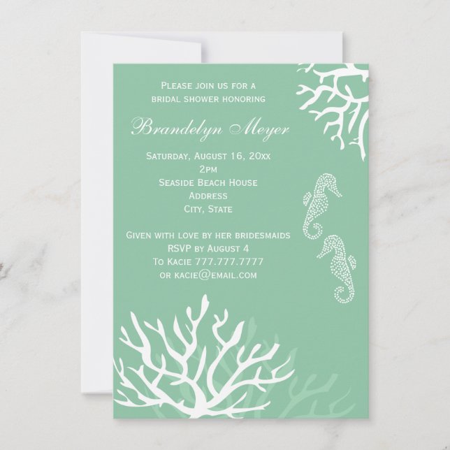 Seafoam Coral Reef Mariages à cheval Invitations (Devant)