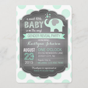 Seafoam Elefant-Punkt-Babyparty Einladung