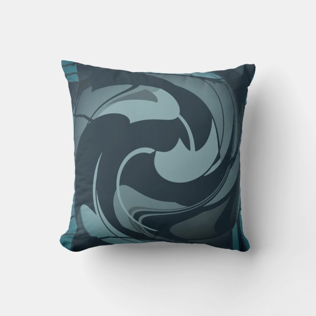 Seafoam Grau Mittelmeer Abstrakte Blume Kissen (Vorderseite)
