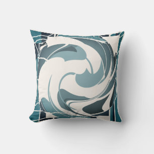 Seafoam Gray Off-white Abstrakte Blume Mosaik Kissen