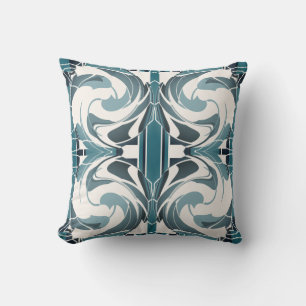 Seafoam Gray Off-White Floral Symmetrische Mosaike Kissen