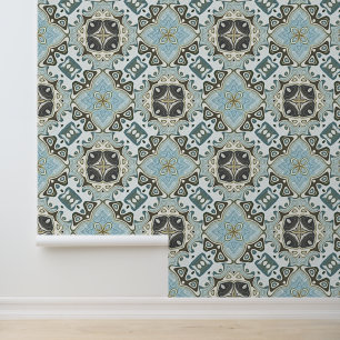 Seafoam Green Aquamarin Türkis Bohemisch Stamm Kun Tapete