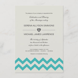 Seafoam Green & Aquamarine Zickzack Hochzeitseinla Einladung