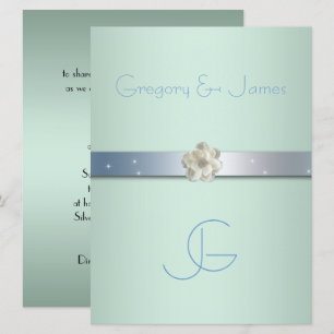 Seafoam Green et Silver, Gay Faire-part de mariage