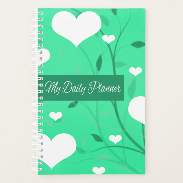 Seafoam Green Hearts Bon Planificateur (Devant)