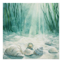 Seafoam Green Seashell Leinwand Art