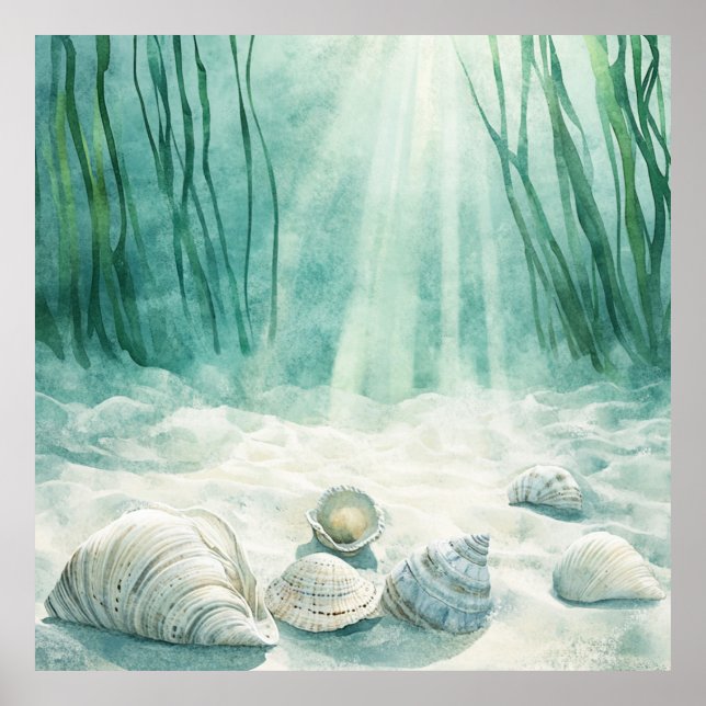 Seafoam Green Seashell Leinwand Art Poster (Vorne)