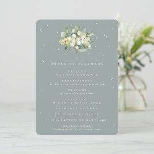 Seafoam Green Snowberry+Eucalyptus Bouquet Wedding Programm