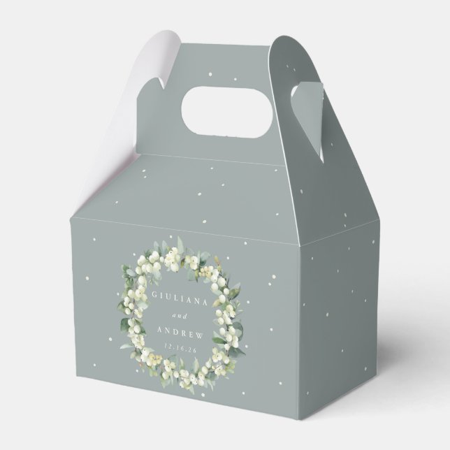 Seafoam Green Snowberry+Eucalyptus Wreath Wedding Geschenkschachtel (Vorderseite)