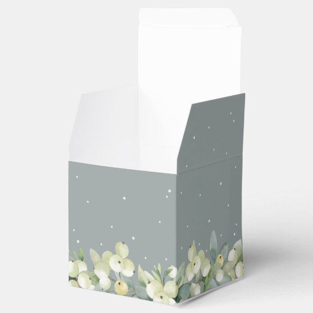 Seafoam Green Snowberry+Eukalyptus Winter Wedding Geschenkschachtel (Geöffnet)