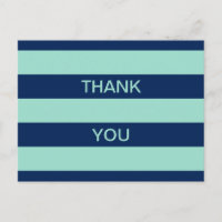 Seafoam Green und Navy Strips Danke Postcard
