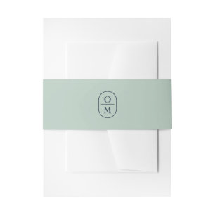 Seafoam Grün   Monogramm-Hochzeitseinladung  Einladungsbanderole