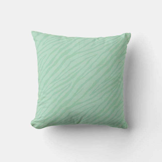 Seafoam grüner Zebra-Druck Kissen (Vorderseite)