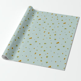 Seafoam Japanese Sunflower Floral Pattern Geschenkpapier