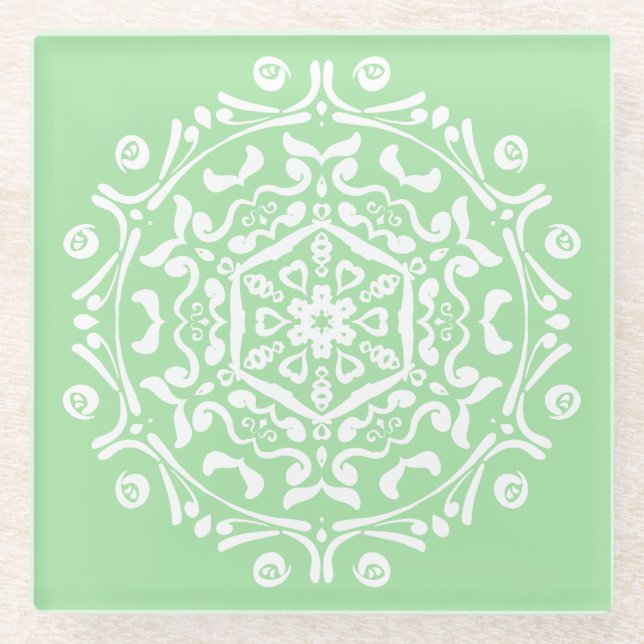 Seafoam Mandala Glasuntersetzer (Vorderseite)