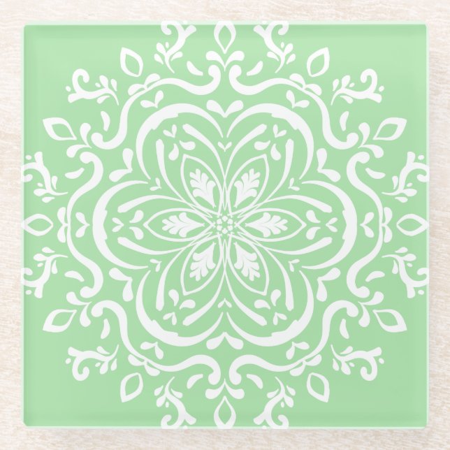 Seafoam Mandala Glasuntersetzer (Vorderseite)
