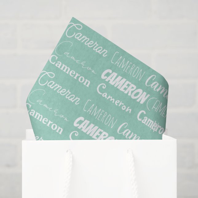 Seafoam Mint Green Birthday Personalized Name Seidenpapier (Geschenk Tasche)