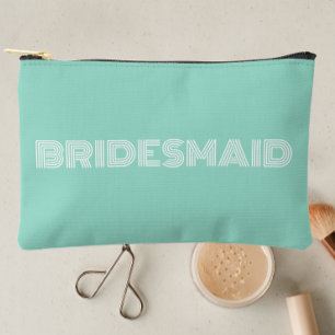 Seafoam Modern Typografy Bridesmaid Zubehörtasche