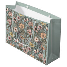 Seafoam Pink Yellow Retro Wildflower