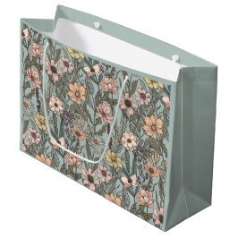 Seafoam Pink Yellow Retro Wildflower Große Geschenktüte