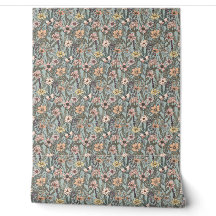 Seafoam Pink Yellow Retro Wildflower